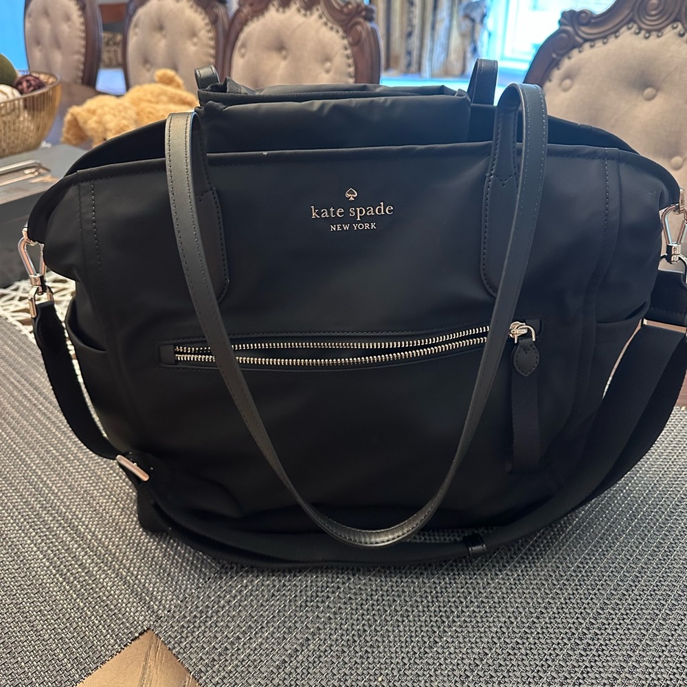 Kate Spade Black Baby Bag with Silver Accents